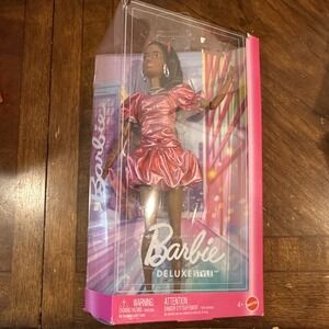 Barbie Deluxe Style 12in Fashion Doll Black Hair Pink Dress JFP41 Ages 4+